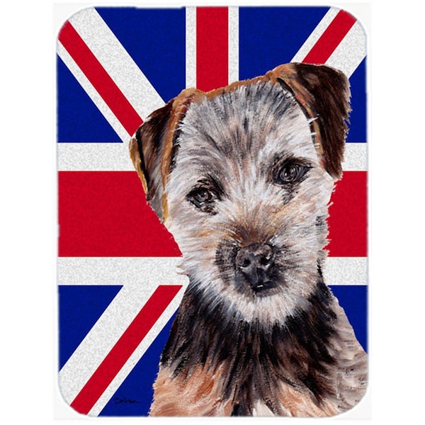 Carolines Treasures Norfolk Terrier Puppy With English Union Jack British Flag Glass Cutting Board - Large - SC9876LCB