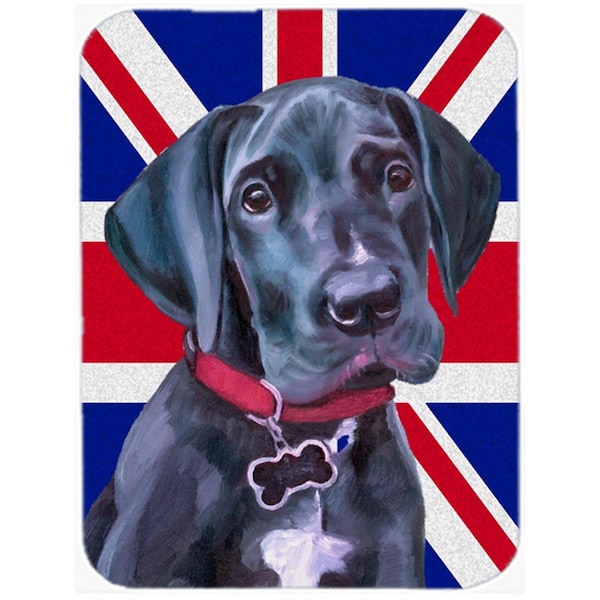 Carolines Treasures Black Great Dane Puppy With English Union Jack British Flag Glass Cutting Board- Large - LH9600LCB
