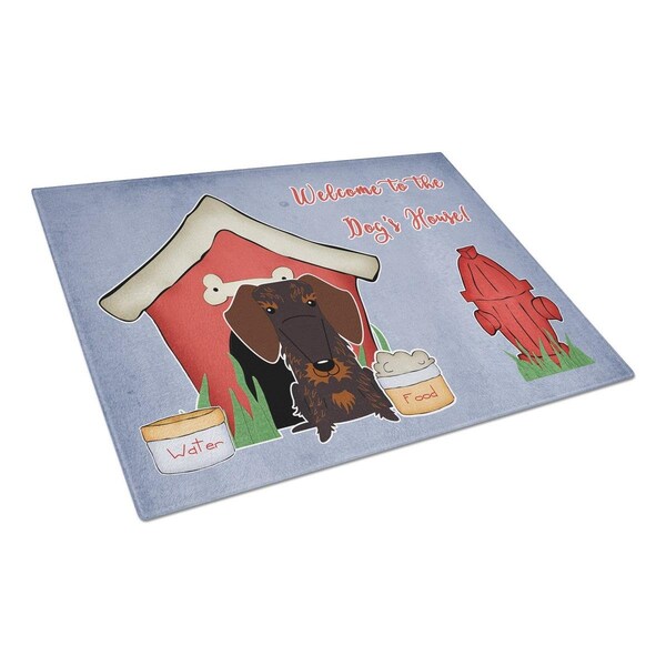 Carolines Treasures Dog House Collection Wire Haired Dachshund Chocolate Glass Cutting Board, Large - BB2883LCB