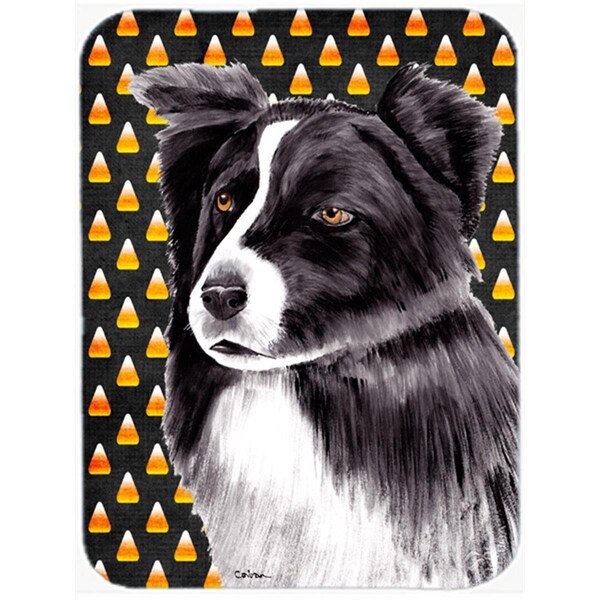 Carolines Treasures Border Collie Candy Corn Halloween Portrait Glass Cutting Board - Large - SC9177LCB