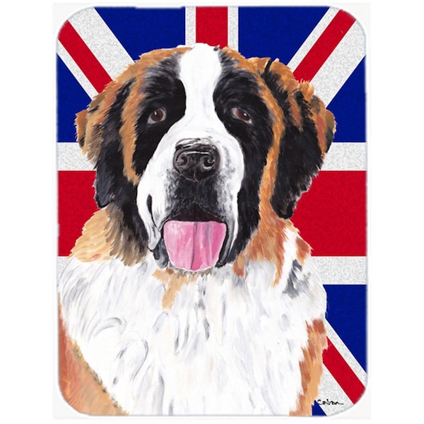 Carolines Treasures Saint Bernard With English Union Jack British Flag Glass Cutting Board - Large - SC9839LCB