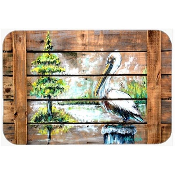 Carolines Treasures Carolines Treasures MW1215LCB Summer by the Lake White Pelican Glass Cutting Board; Large - MW1215LCB