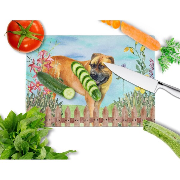 Carolines Treasures Boerboel Mastiff Spring Glass Cutting Board, Large - CK1208LCB