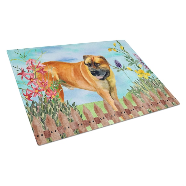 Carolines Treasures Boerboel Mastiff Spring Glass Cutting Board, Large - CK1208LCB