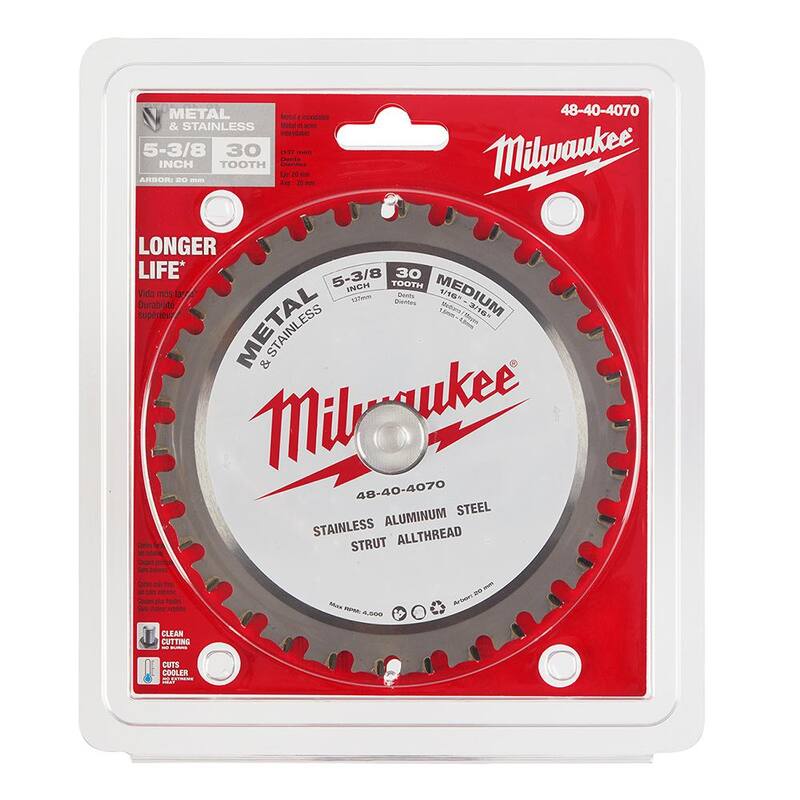 Milwaukee 5-3/8 pulgadas x 30 dientes Hoja de Sierra Circular para Metal y Acero Inoxidable - 48-40-4070