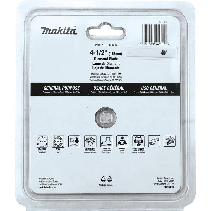 Makita 4.5 pulgadas Turbo Rim Diamond Blade para uso general - B-69696