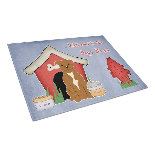Carolines Treasures Dog House Collection Staffordshire Bull Terrier Brown Glass Cutting Board, Large - BB2801LCB