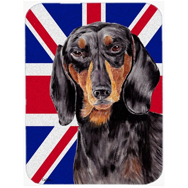 Carolines Treasures Dachshund With English Union Jack British Flag Glass Cutting Board - Large - SC9820LCB