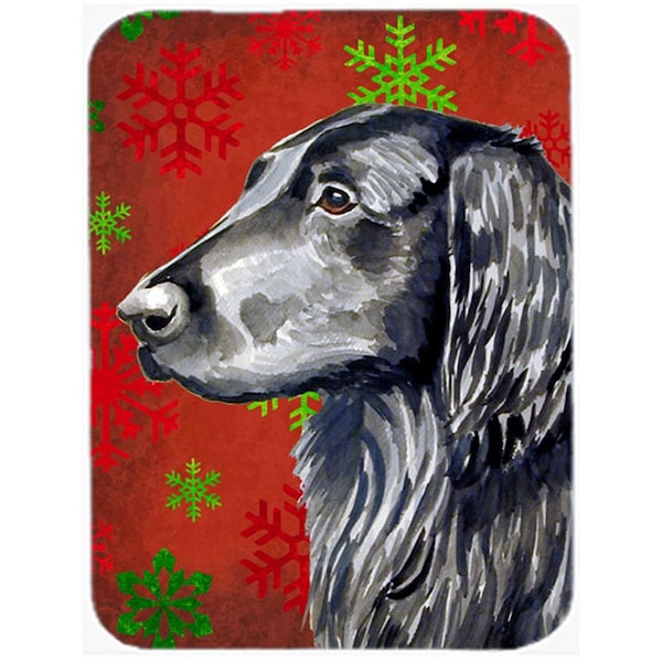 Carolines Treasures Flat Coated Retriever Red Snowflakes Christmas Glass Cutting Board- Large - LH9321LCB