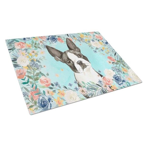Carolines Treasures Carolines Treasures CK3433LCB Boston Terrier Glass Cutting Board - Large - CK3433LCB
