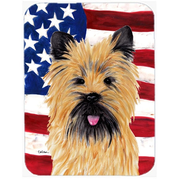 Carolines Treasures 15 x 12 in. USA American Flag with Cairn Terrier Glass Cutting Board - Large - SC9017LCB