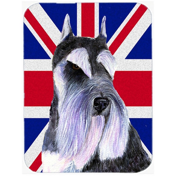 Carolines Treasures Schnauzer With English Union Jack British Flag Glass Cutting Board - Large - SS4919LCB