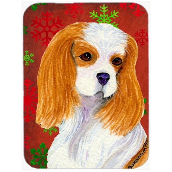 Carolines Treasures Cavalier Spaniel Red and Green Snowflakes Christmas Glass Cutting Board - Large- 15 H x 12 L in. - SS4734LCB