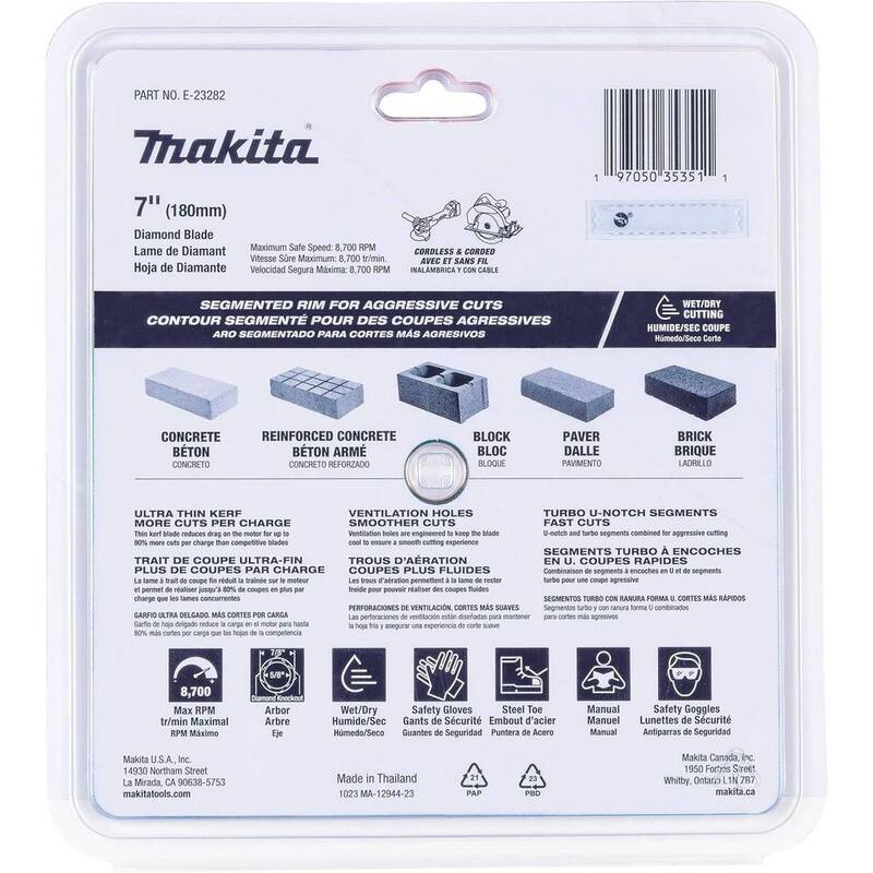 Disco de Diamante de Borde Segmentado de 7 pulgadas de Makita - E-23282