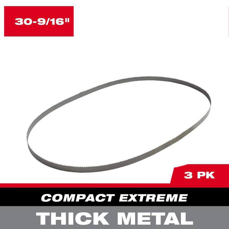 Milwaukee 30-9/16 pulg. 8/10 TPI Hoja de sierra de cinta de acero de alta velocidad para cortar metal extremadamente grueso compacta (paquete de 3) para M12 FUEL Bandsaw - 48-39-0630