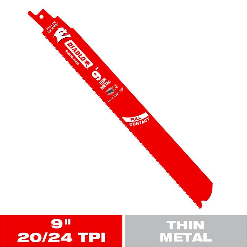 DIABLO 9 pulgadas 20/24 TPI Hoja de sierra reciproca bimetálica para metal delgado - DS0920BF