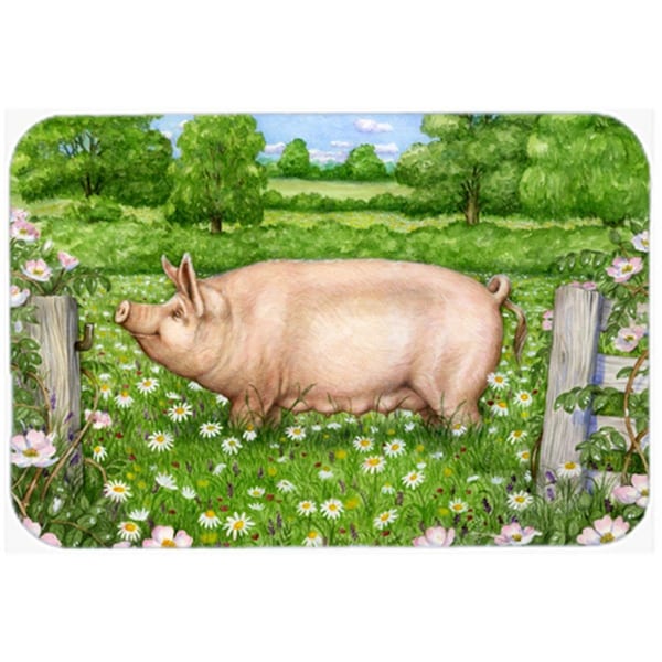 Carolines Treasures CDCO0374LCB Pig in Dasies by Debbie Cook Glass Large Cutting Board - CDCO0374LCB