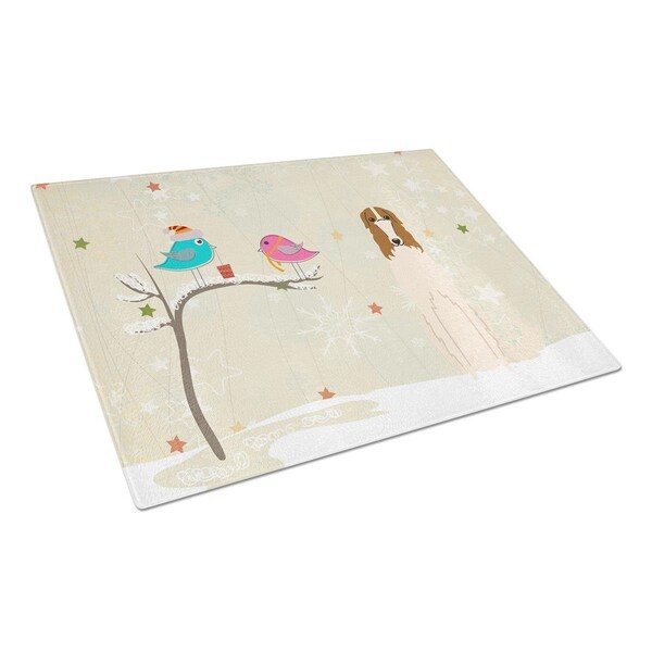 Carolines Treasures Christmas Presents Between Friends Borzoi Glass Cutting Board, Large - BB2495LCB