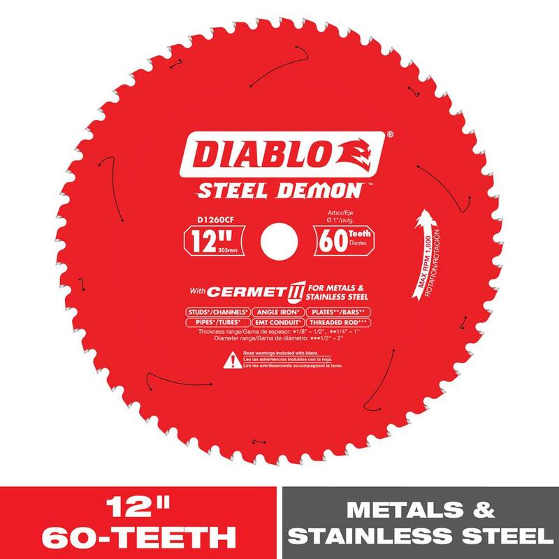 DIABLO 12 pulgadas x 60 Dientes Steel Demon Cermet II Hoja para Sierra para Metal Mediano - D1260CF