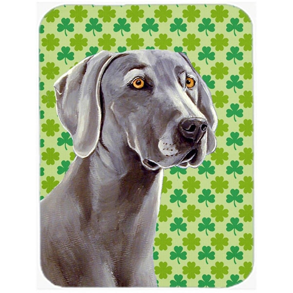Carolines Treasures 15 x 12 in. Weimaraner St. Patricks Day Shamrock Portrait Glass Cutting Board - Large - LH9206LCB
