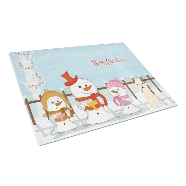 Carolines Treasures Merry Christmas Carolers Bedlington Terrier Sandy Glass Cutting Board, Large - BB2422LCB
