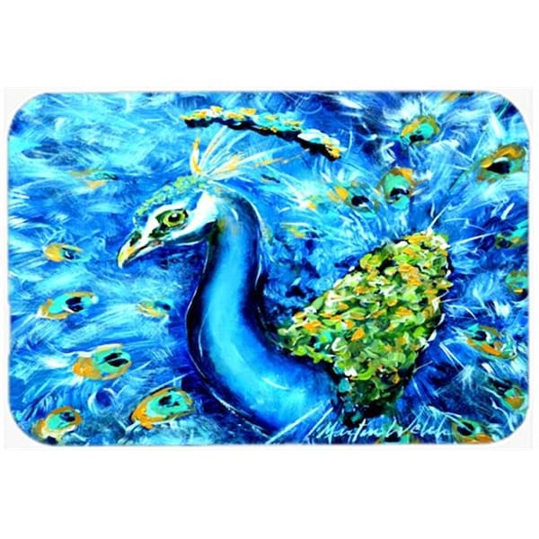 Carolines Treasures Carolines Treasures MW1166LCB Peacock Straight Up in Blue Glass Cutting Board Large Size - MW1166LCB