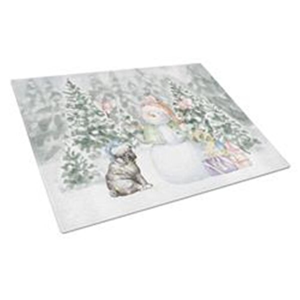 Carolines Treasures 15 x 12 in. Pug Puppy Black with Christmas Presents Glass Cutting Board, Multi Color - Large - CK8075LCB