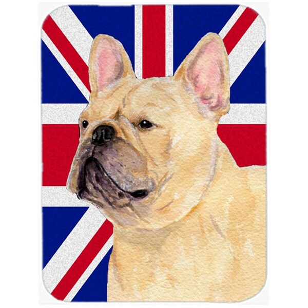 Carolines Treasures French Bulldog With English Union Jack British Flag Glass Cutting Board - Large - SS4927LCB