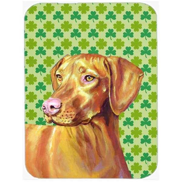 Carolines Treasures 15 x 12 in. Vizsla St. Patricks Day Shamrock Portrait Glass Cutting Board - Large - LH9190LCB