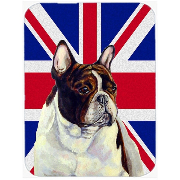 Carolines Treasures French Bulldog With English Union Jack British Flag Glass Cutting Board - Large - LH9489LCB