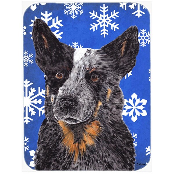 Carolines Treasures Australian Cattle Dog Winter Snowflakes Holiday Glass Cutting Board - Large - SC9396LCB