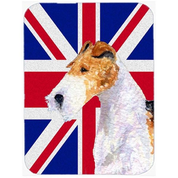 Carolines Treasures Fox Terrier With English Union Jack British Flag Glass Cutting Board - Large - SS4920LCB