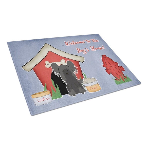 Carolines Treasures Dog House Collection Chinese Crested Black Glass Cutting Board, Large - BB2866LCB