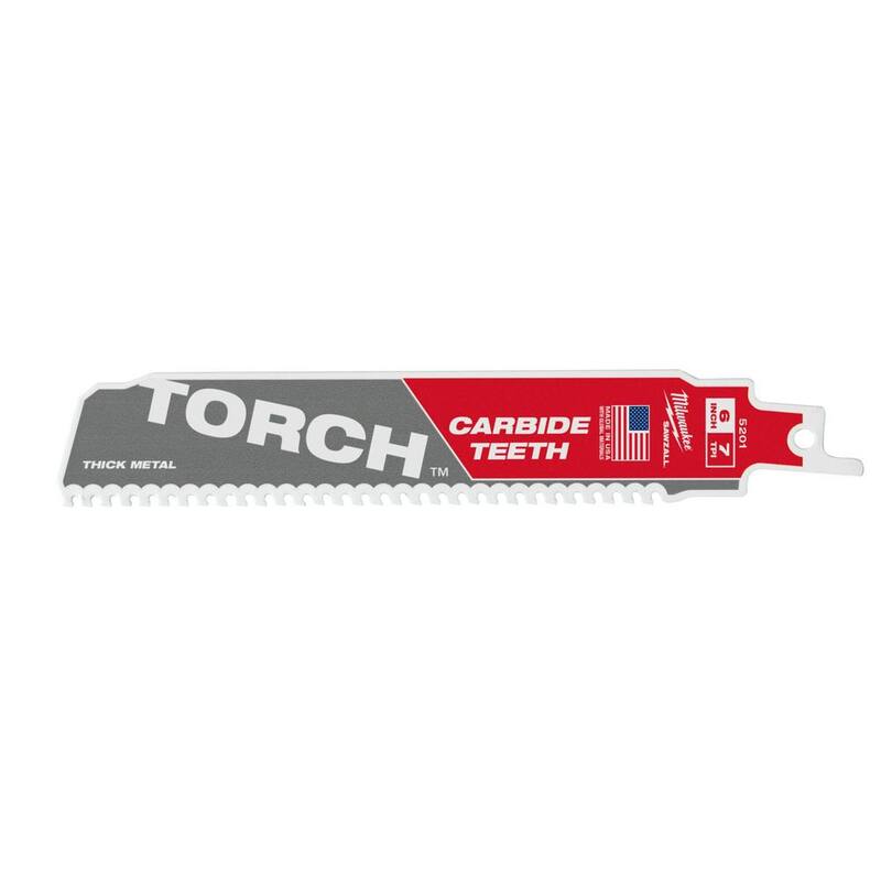 Milwaukee 6 pulgadas 8 TPI Hoja de sierra reciproca con dientes de carburo para corte de metal SAWZALL (paquete de 1) - 48-00-5201