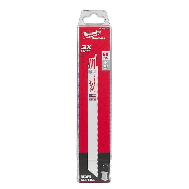 Milwaukee 9 pulg. 18 TPI Hojas de sierra alternativa para corte de metal mediano (Paquete de 50) - 48-01-6188