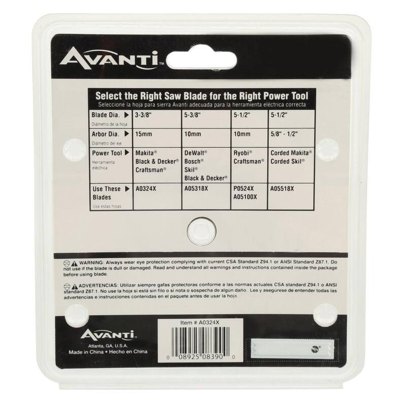 Hoja de sierra circular para acabados de 3-3/8 pulgadas con 24 dientes - A0324X