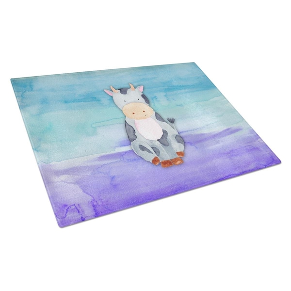 Carolines Treasures Cow Watercolor Glass Cutting Board Large - BB7412LCB