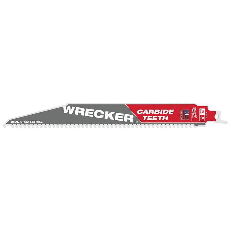 Milwaukee 9 pulgadas 6 TPI WRECKER Dientes de carburo de hoja de sierra SAWZALL para corte de varios materiales (paquete de 1) - 48-00-5242