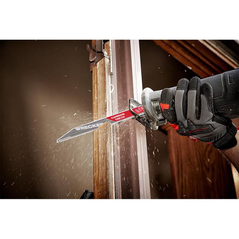 Milwaukee 9 pulgadas 6 TPI WRECKER Dientes de carburo de hoja de sierra SAWZALL para corte de varios materiales (paquete de 1) - 48-00-5242