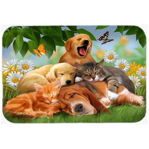 Carolines Treasures Carolines Treasures PTW2049LCB Golden Retriever; Labrador And Basset Hound Sleepy Heads Glass Cutting Board; Large - PTW2049LCB