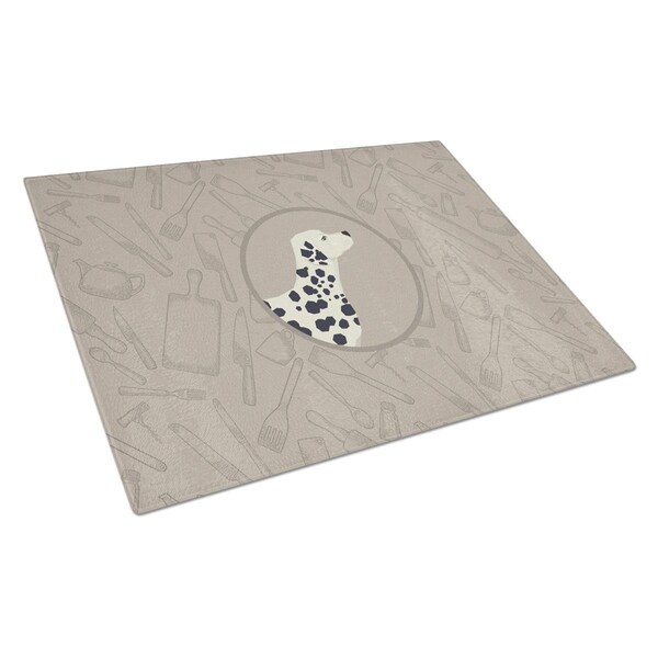 Carolines Treasures Dalmatian in the Kitchen Glass Cutting Board Large - CK2181LCB
