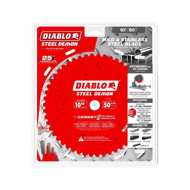 DIABLO 10 pulgadas x 50 dientes Steel Demon Cermet II Hoja de sierra para metal mediano - D1050CF.