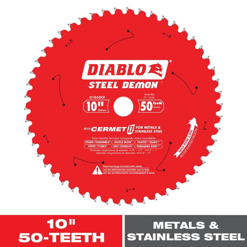 DIABLO 10 pulgadas x 50 dientes Steel Demon Cermet II Hoja de sierra para metal mediano - D1050CF.