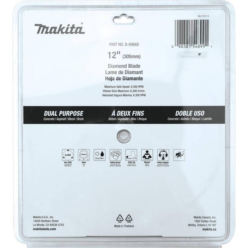 Disco de Diamante de Uso Dual de 12 pulgadas con Borde Segmentado - B-69668 de Makita