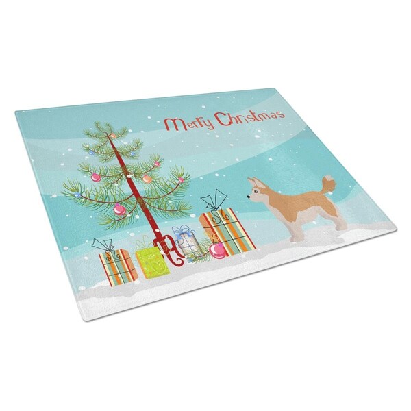 Carolines Treasures Corgi Husky Mix Christmas Tree Glass Cutting Board Large - CK3824LCB