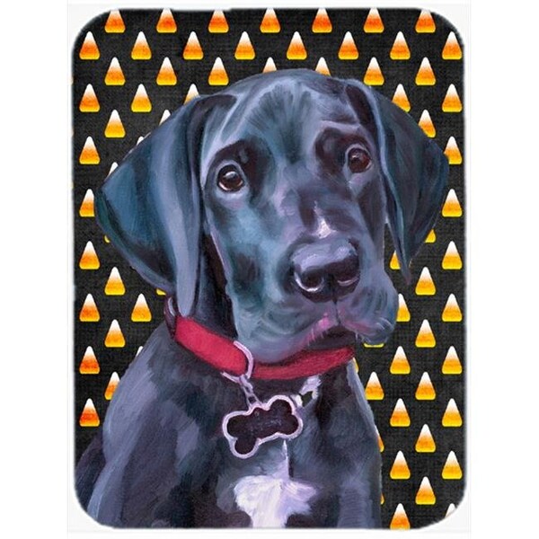 Carolines Treasures Carolines Treasures LH9551LCB Black Great Dane Puppy Candy Corn Halloween Glass Cutting Board; Large - LH9551LCB