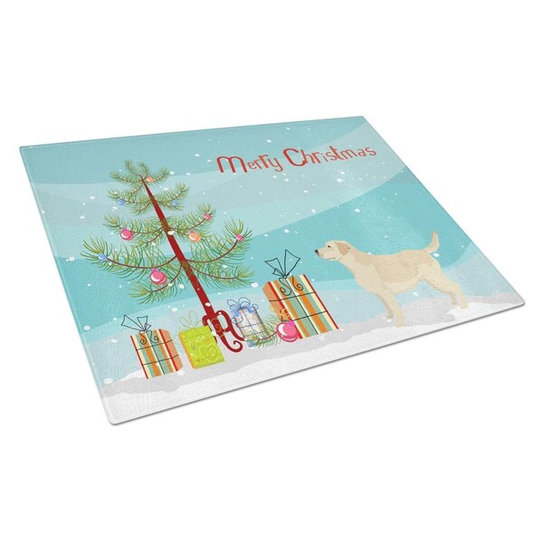 Carolines Treasures Labrador Retriever Christmas Tree Glass Cutting Board Large - CK3549LCB