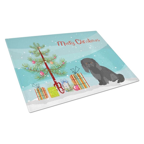 Carolines Treasures Pekingese Christmas Tree Glass Cutting Board Large - CK3505LCB