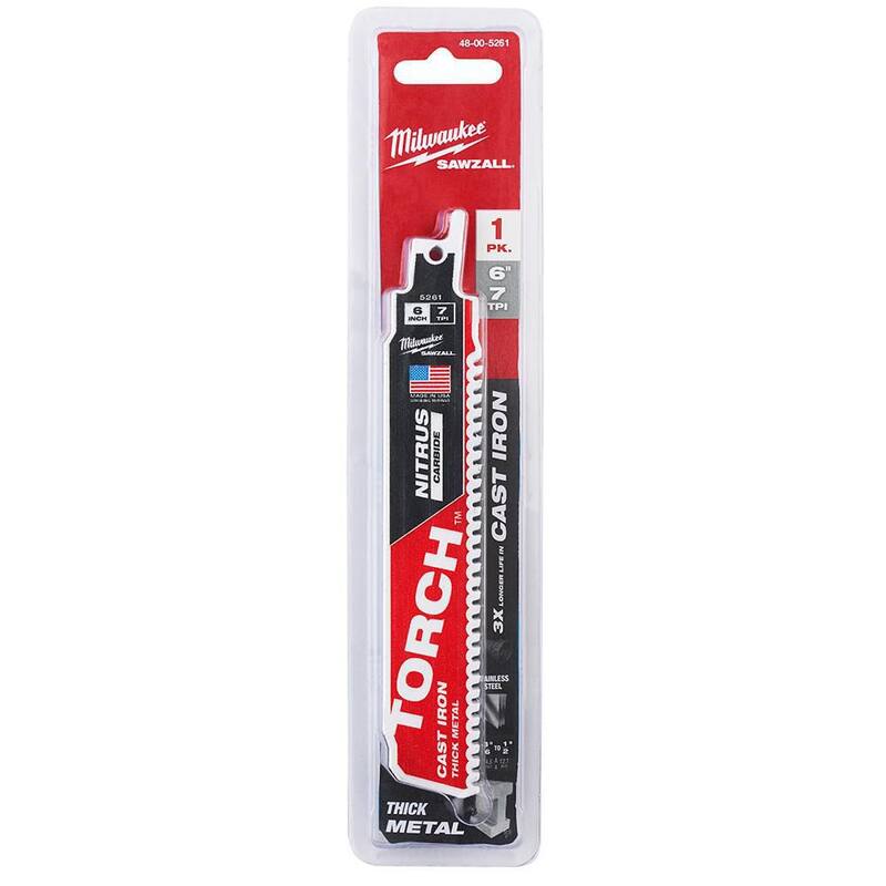 Milwaukee 6 in. 8 TPI TORCH Nitrus Carbide Teeth Metal Cutting SAWZALL Hoja de sierra alternativa - 48-00-5261