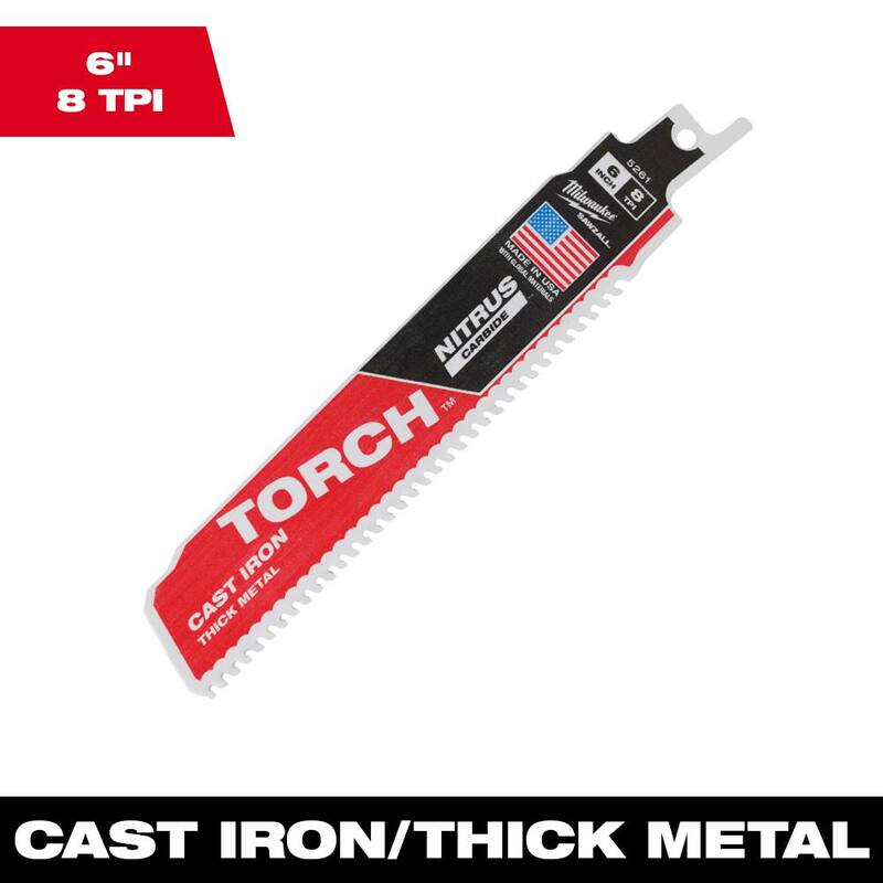 Milwaukee 6 in. 8 TPI TORCH Nitrus Carbide Teeth Metal Cutting SAWZALL Hoja de sierra alternativa - 48-00-5261